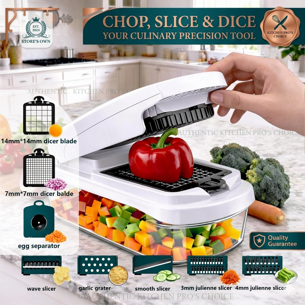 🥕15-in-1 Vegetable Chopper | Multifunctional Food Cutter with Container