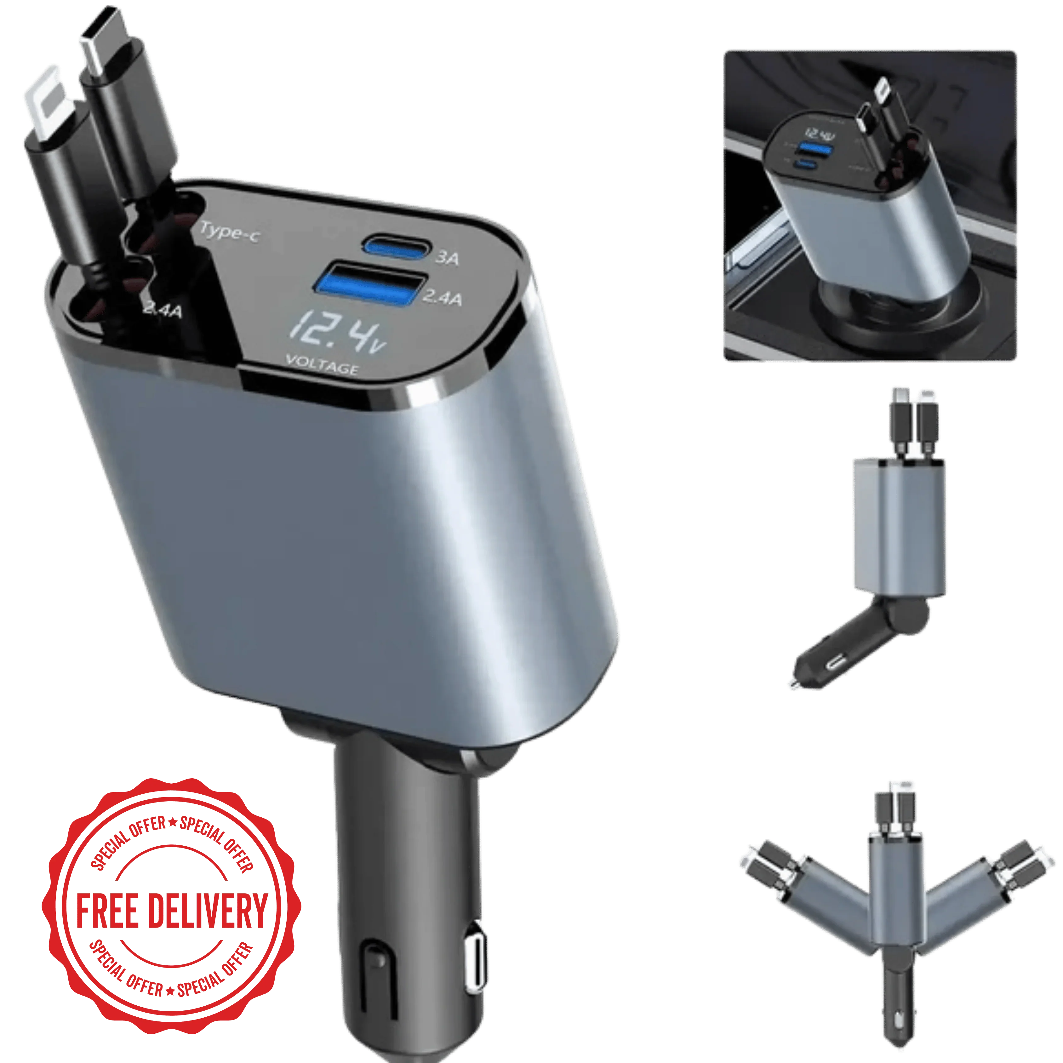 4 in 1 Retractable Charger